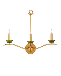 Currey and Company - 5000-0288 - Three Light Wall Sconce - Flannery - Contemporary Gold Leaf/Green