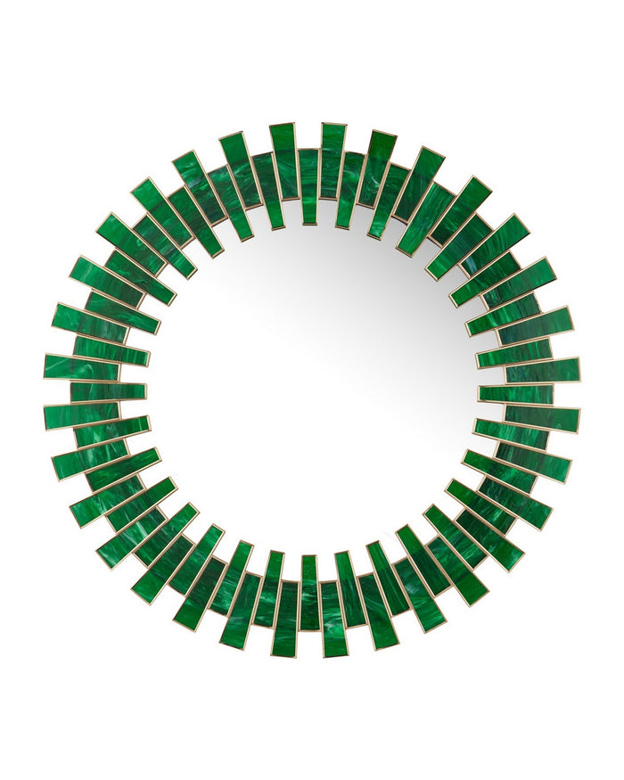 Currey and Company - 1000-0170 - Mirror - Glasdele Emerald - Green/Antique Brass