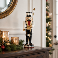 Design Shop Red and White Soldier Nutcracker with Staff, 20"H