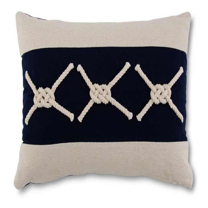 Design Shop 18 Inch Square Cotton Blue & White Nautical Knot Pillow