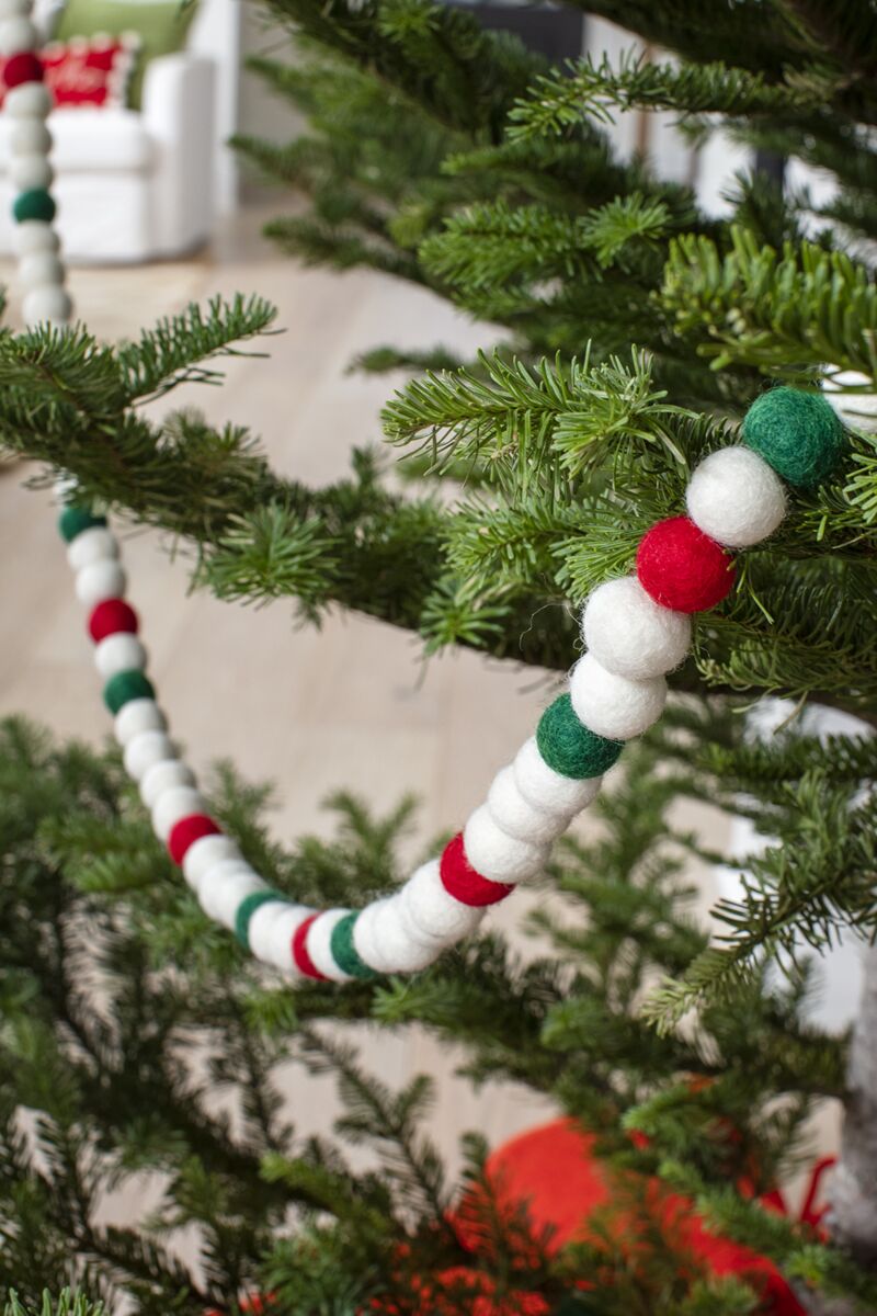 Design Shop Red Candy Garland One-Size Pom, 72" X 0.75".
