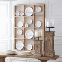 Design Shop 27.5 Inch Whitewashed Wood Column w/Glass Hurricane Candleholder