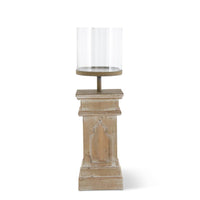 Design Shop 27.5 Inch Whitewashed Wood Column w/Glass Hurricane Candleholder