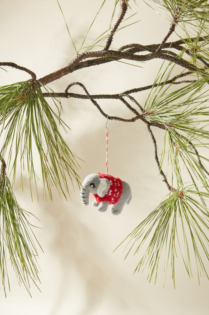 Design Shop Multicolor Ugly Sweater Ornament Elephant, 4" X 2.5", Set of 4.