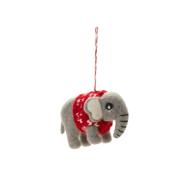 Design Shop Multicolor Ugly Sweater Ornament Elephant, 4" X 2.5", Set of 4.