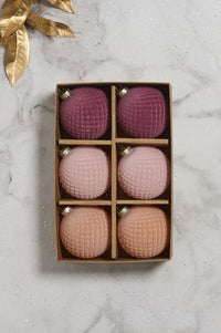 Design Shop Rosy Velvet Ornament Set of 6 - 10"x 6.5"x 3"