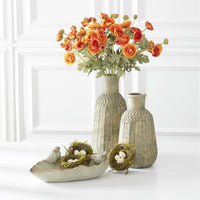 Design Shop Set of 2 Distressed Light Yellow Raised Dot Vases
