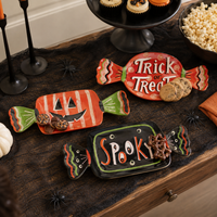 Design Shop Halloween Candy-Shaped Stoneware Platters, 3 Styles