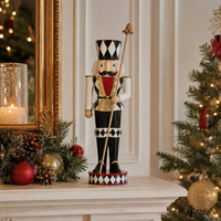 Design Shop Red and White Soldier Nutcracker with Staff, 20"H