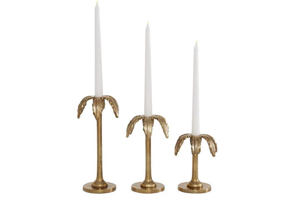 Gold Aluminum Candle Holder, Set Of 3 6", 8", 10"H