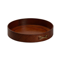 Chelsea House LEATHER ROUND TRAY WITH METAL