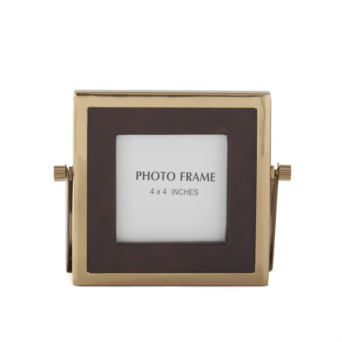 Design Shop Brown Vegan Leather and Gold Square Photo Frame 6.25"
