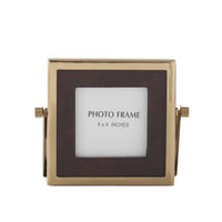 Design Shop Brown Vegan Leather and Gold Square Photo Frame 6.25"