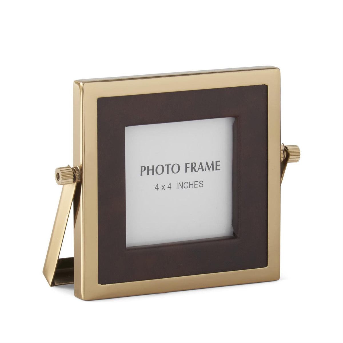 Design Shop Brown Vegan Leather and Gold Square Photo Frame 6.25"