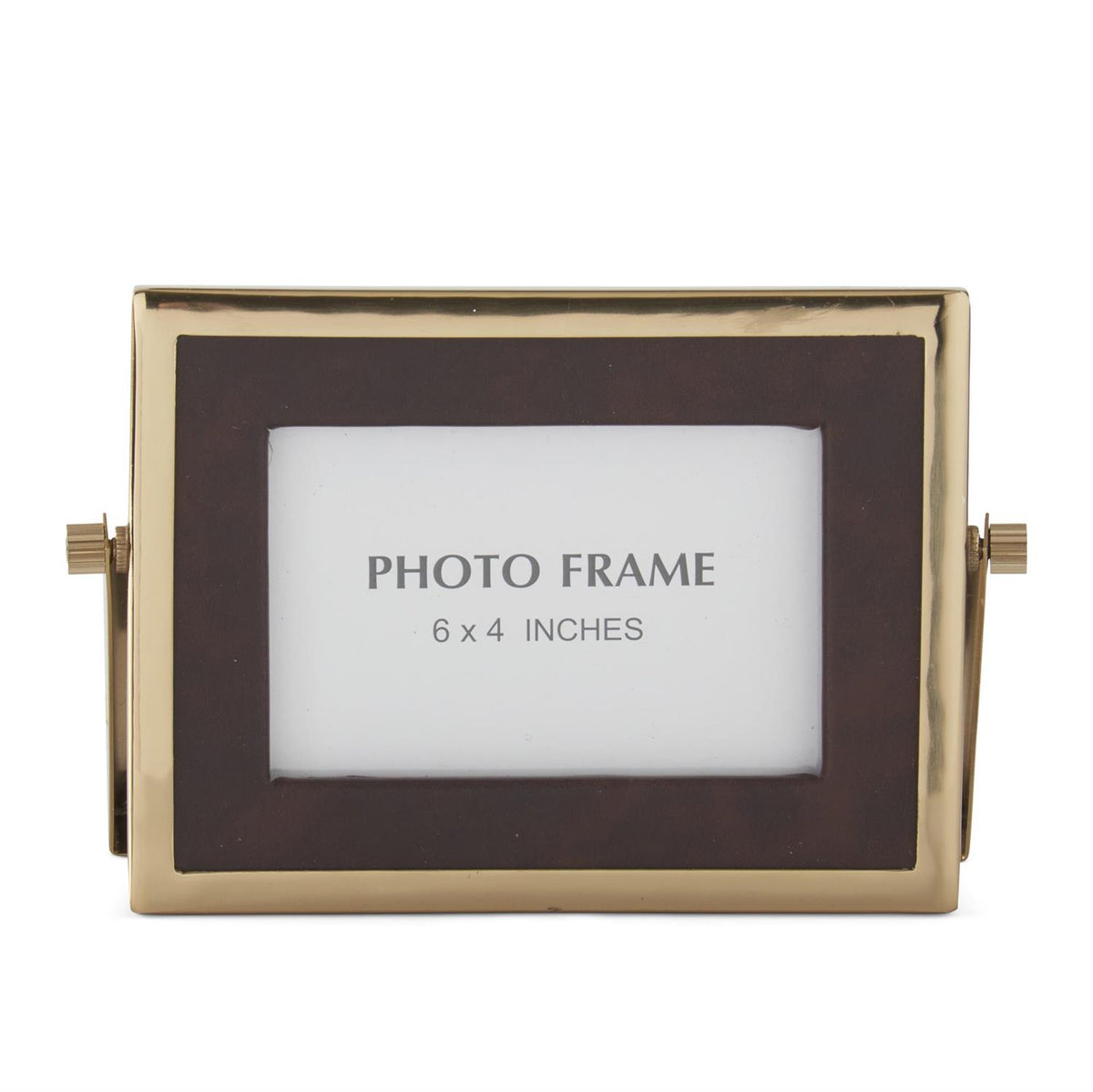 Design Shop Brown Vegan Leather and Gold Rectangular Photo Frame 8"
