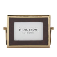 Design Shop Brown Vegan Leather and Gold Rectangular Photo Frame 8"