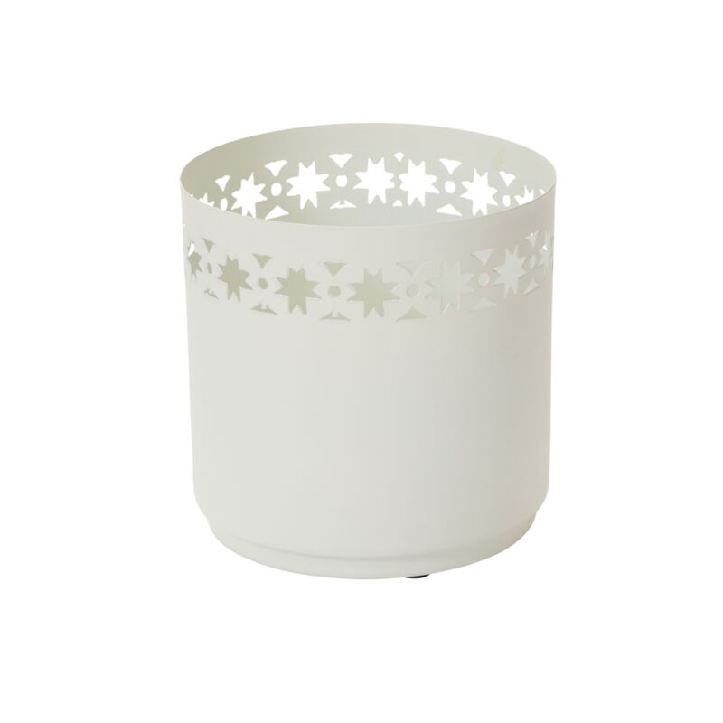 Design Shop White Stencil Collection Pot, 6.5" X 6.5", Set of 2.