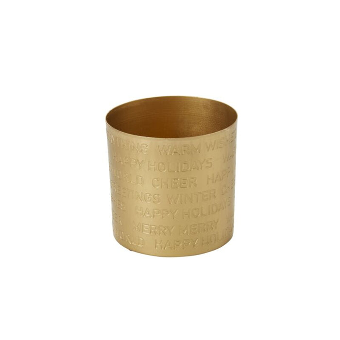 Design Shop Gold Cheerful Tidings Collection Pot, 5" X 4.75", Set of 4.