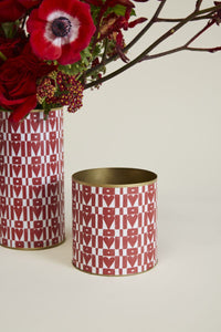 Design Shop Red Hearts on Repeat Vase, 4.5" X 4.75", Set of 6.