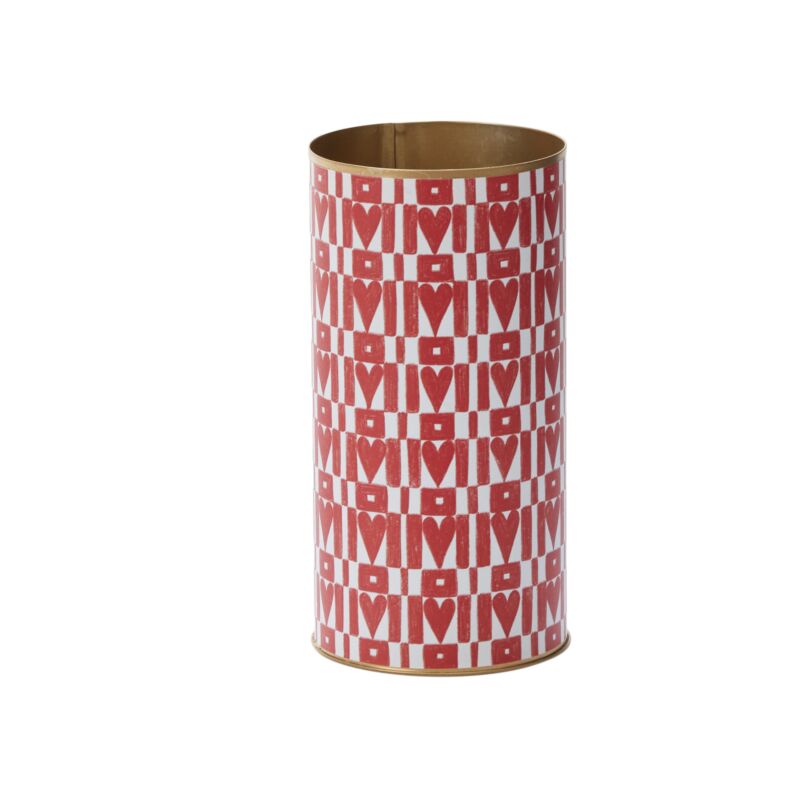 Design Shop Red Hearts on Repeat Vase, 4" X 8", Set of 4.