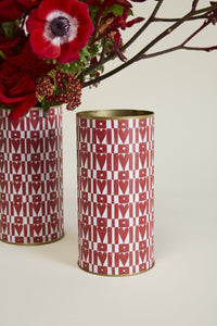 Design Shop Red Hearts on Repeat Vase, 4" X 8", Set of 4.