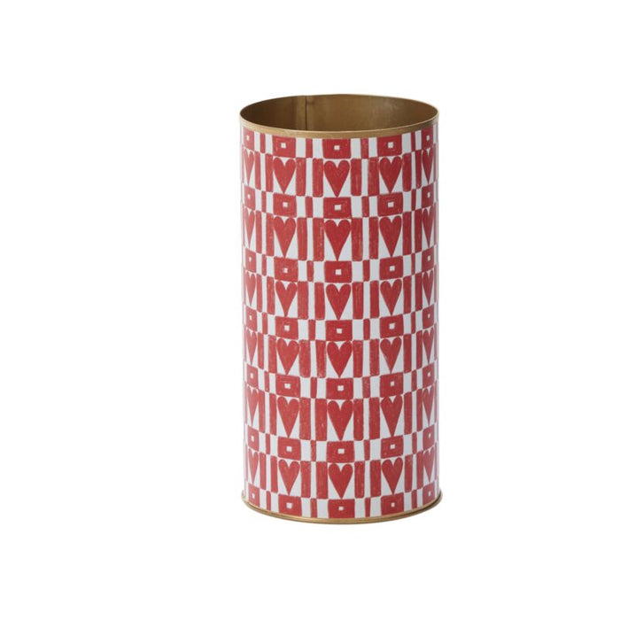 Design Shop Red Hearts on Repeat Vase, 4" X 8", Set of 4.