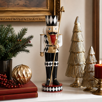Design Shop Red and White Soldier Nutcracker with Staff, 20"H