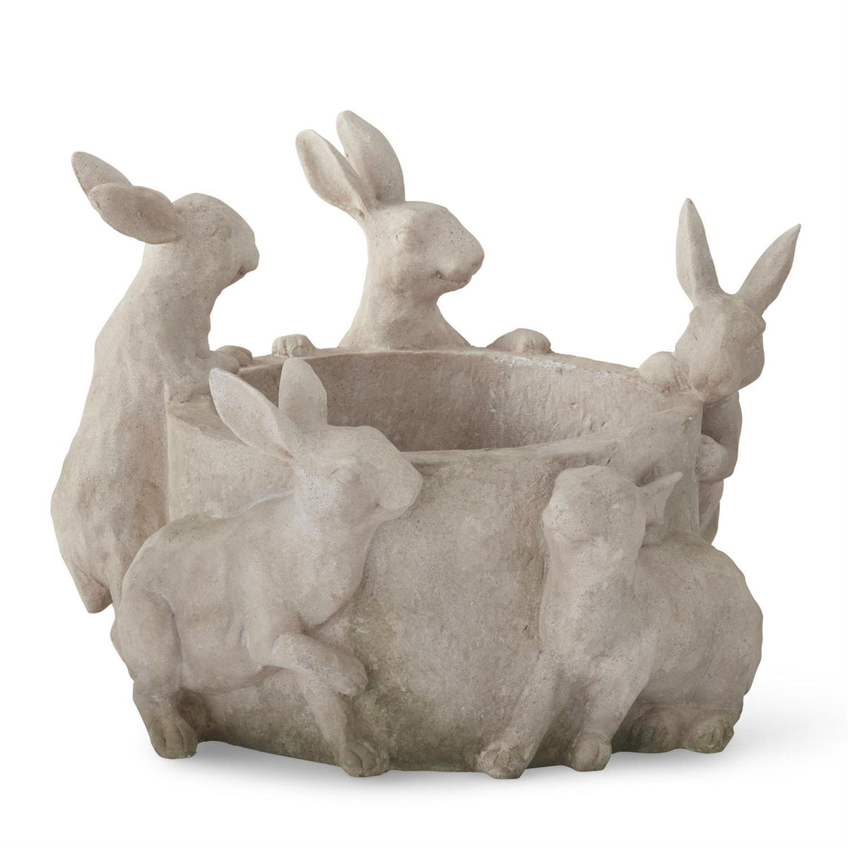 Design Shop 8 Inch Tan Resin Faux Stone 5 Rabbit Pot