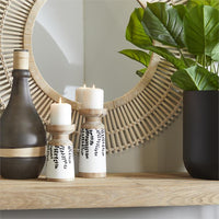 Design Shop  Brown Wood Leaf Drooping Vine Pillar Candle Holder
