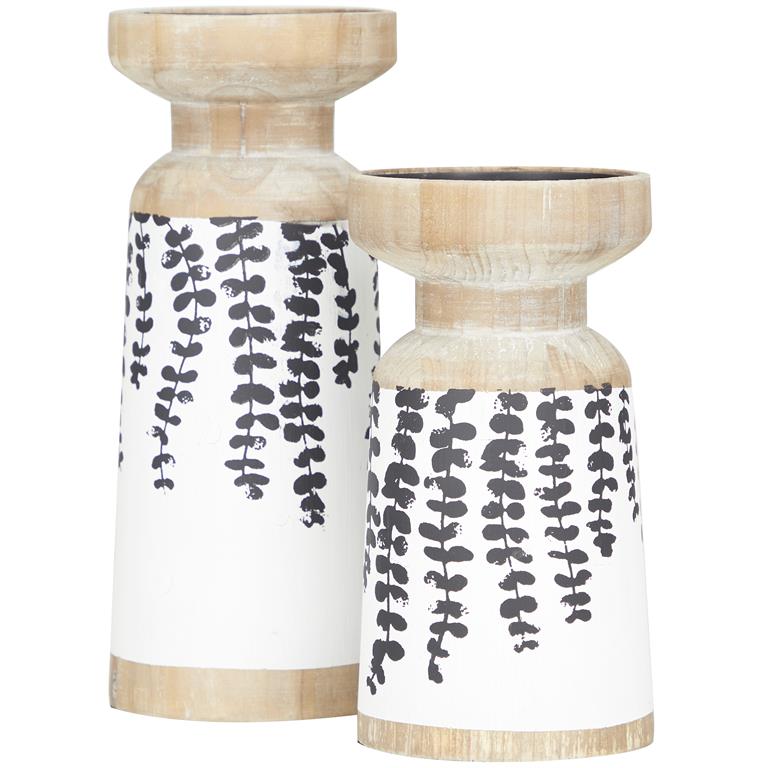 Design Shop  Brown Wood Leaf Drooping Vine Pillar Candle Holder