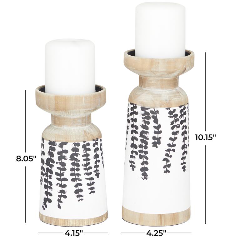 Design Shop  Brown Wood Leaf Drooping Vine Pillar Candle Holder