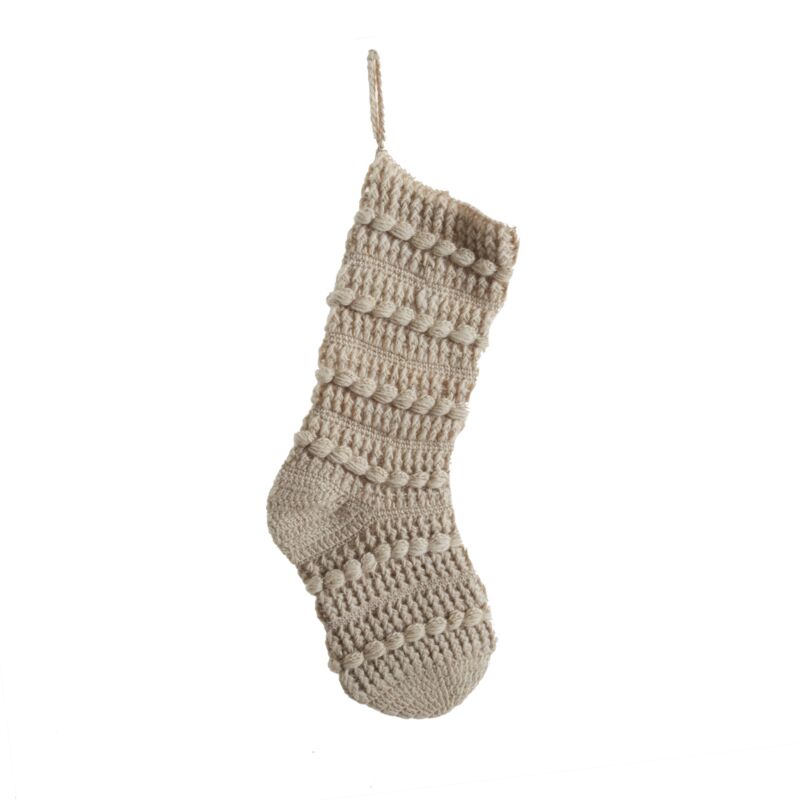Design Shop Off-White Wool Knit Stocking, 6"x 18", Set of 2.