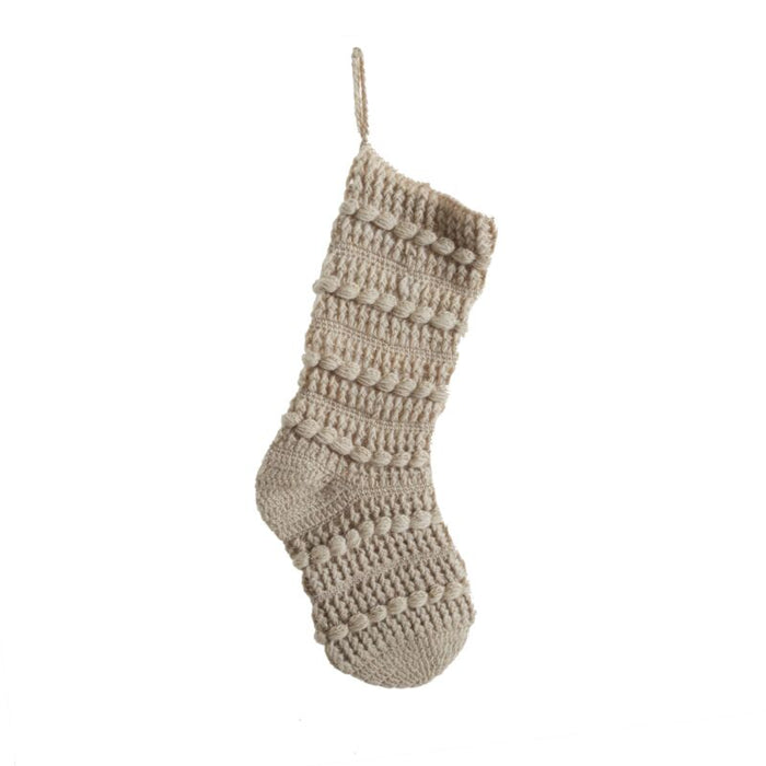 Design Shop Off-White Wool Knit Stocking, 6"x 18", Set of 2.