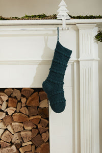Design Shop Green Wool Knit Stocking, 6"x 18", Set of 2.
