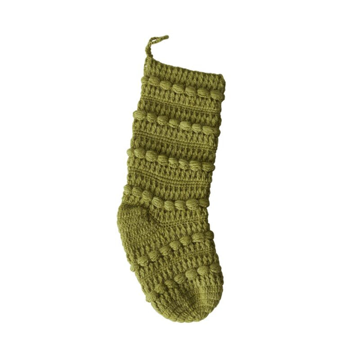 Design Shop Green Wool Knit Stocking, 6"x 18", Set of 2.