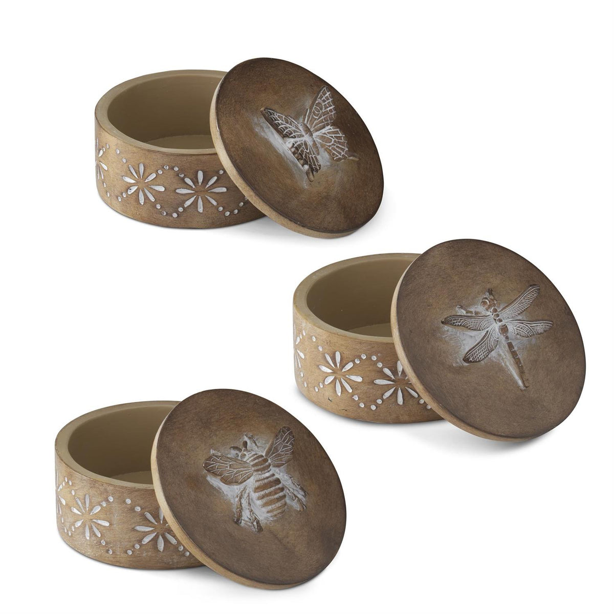Design Shop Brown Resin Lidded Containers, Set of 3