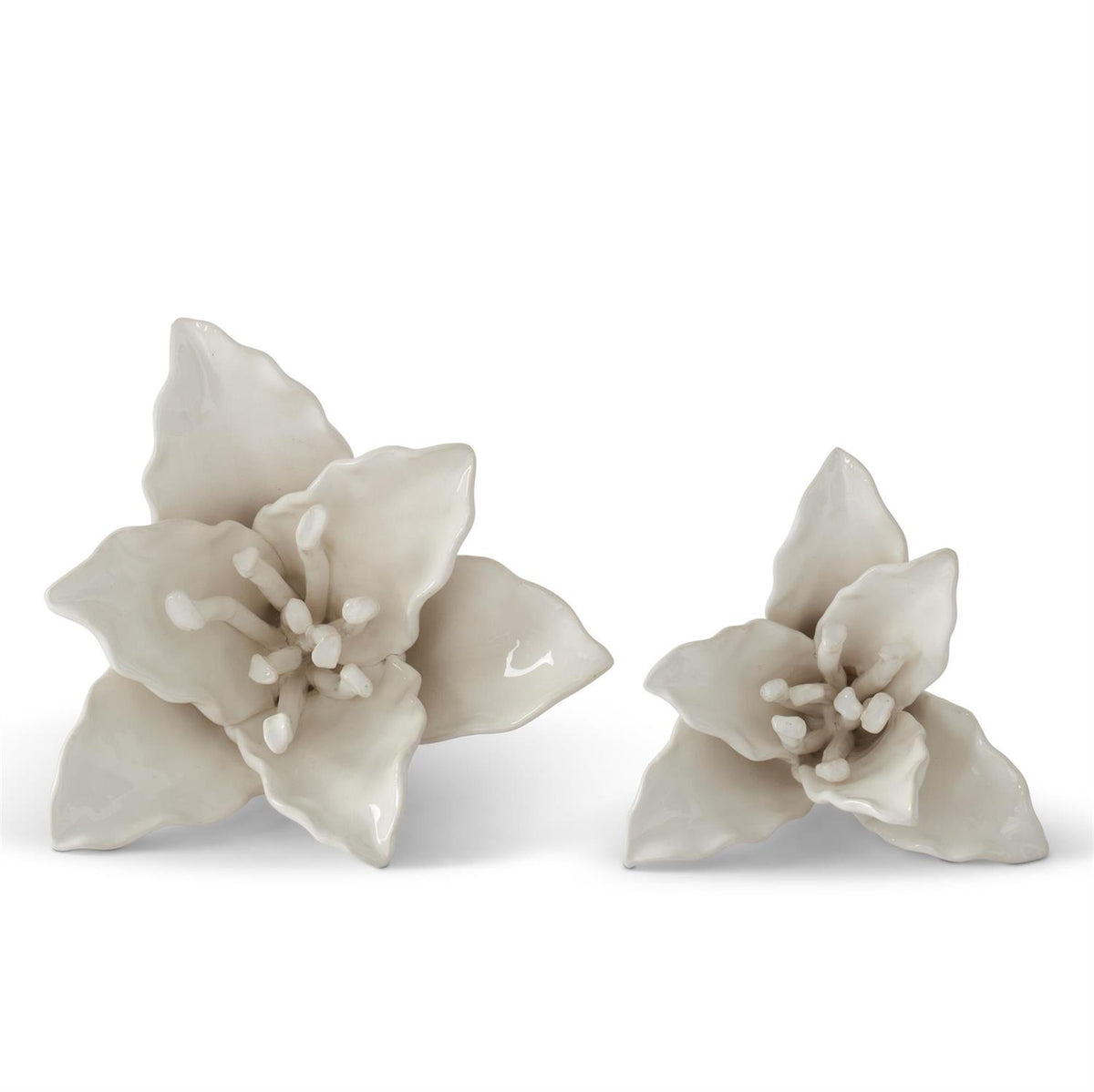 Design Shop Set of 2 White Ceramic Tabletop Flowers