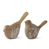 Design Shop Brown Resin Flower Embossed Birds, Set of 2