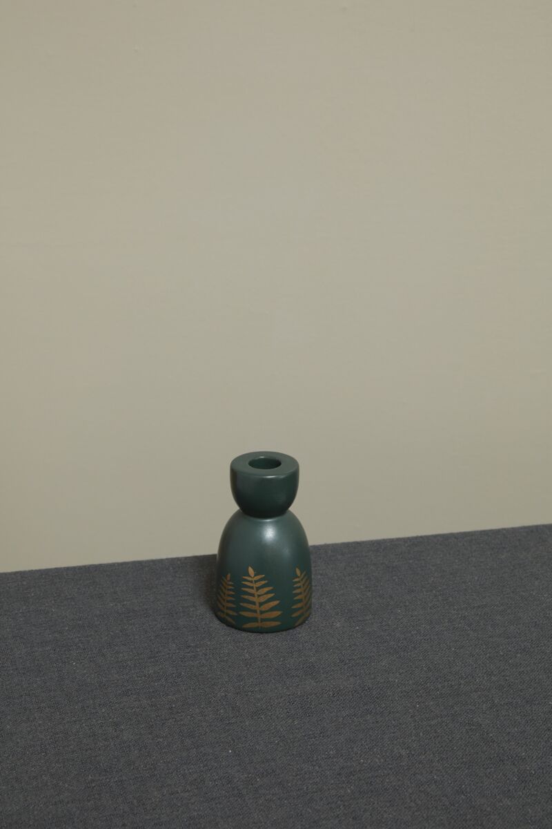 Design Shop Green Midwinter Fern Collection Taper Holder, 2.75" X 4.75"