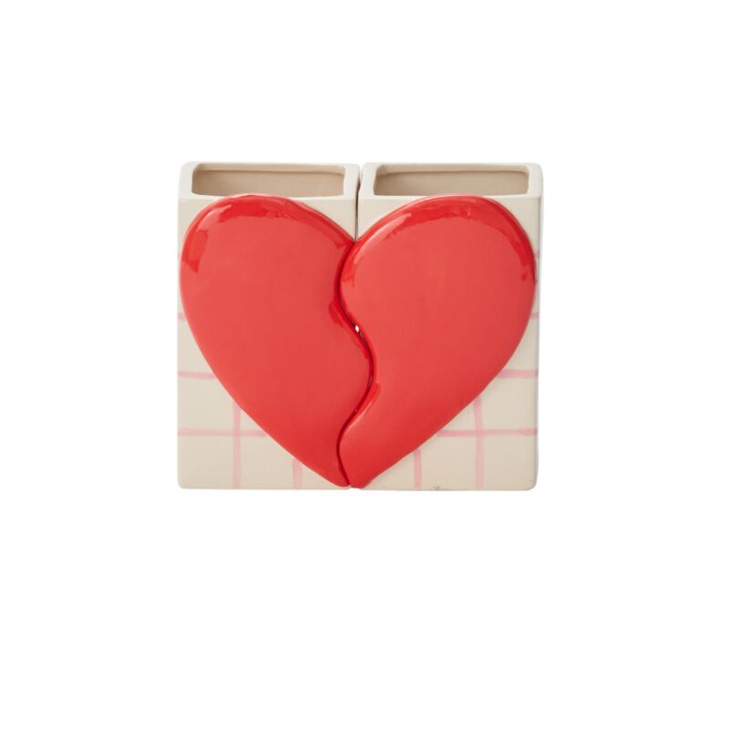Design Shop Red Friends Forever Collection Vase Set, 7" X 5.75", Set of 2.