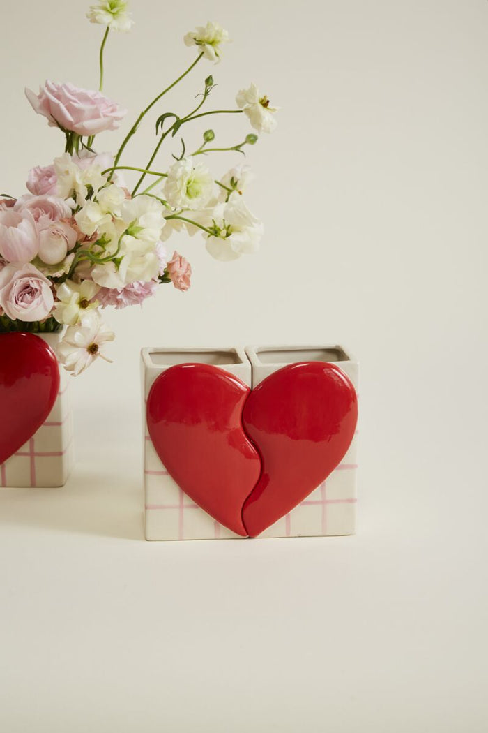 Design Shop Red Friends Forever Collection Vase Set, 7" X 5.75", Set of 2.