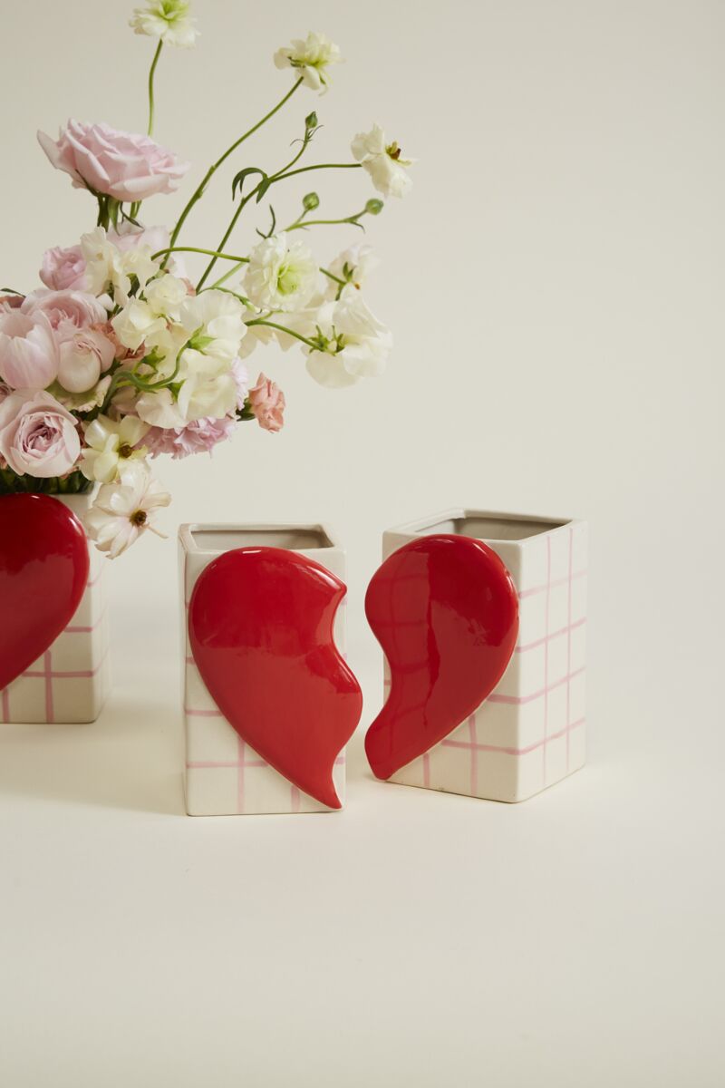 Design Shop Red Friends Forever Collection Vase Set, 7" X 5.75", Set of 2.