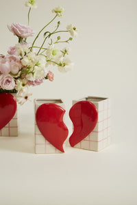 Design Shop Red Friends Forever Collection Vase Set, 7" X 5.75", Set of 2.