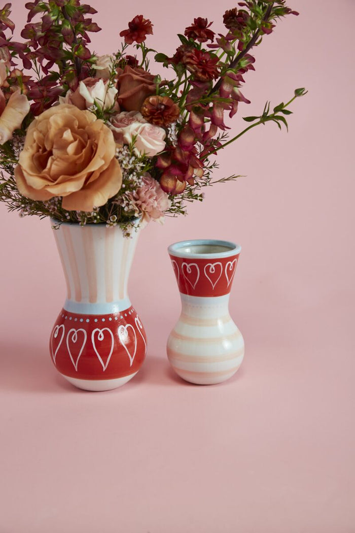 Design Shop Red Cutesy Heart Vase, 3.5" X 6.25", Set of 2.