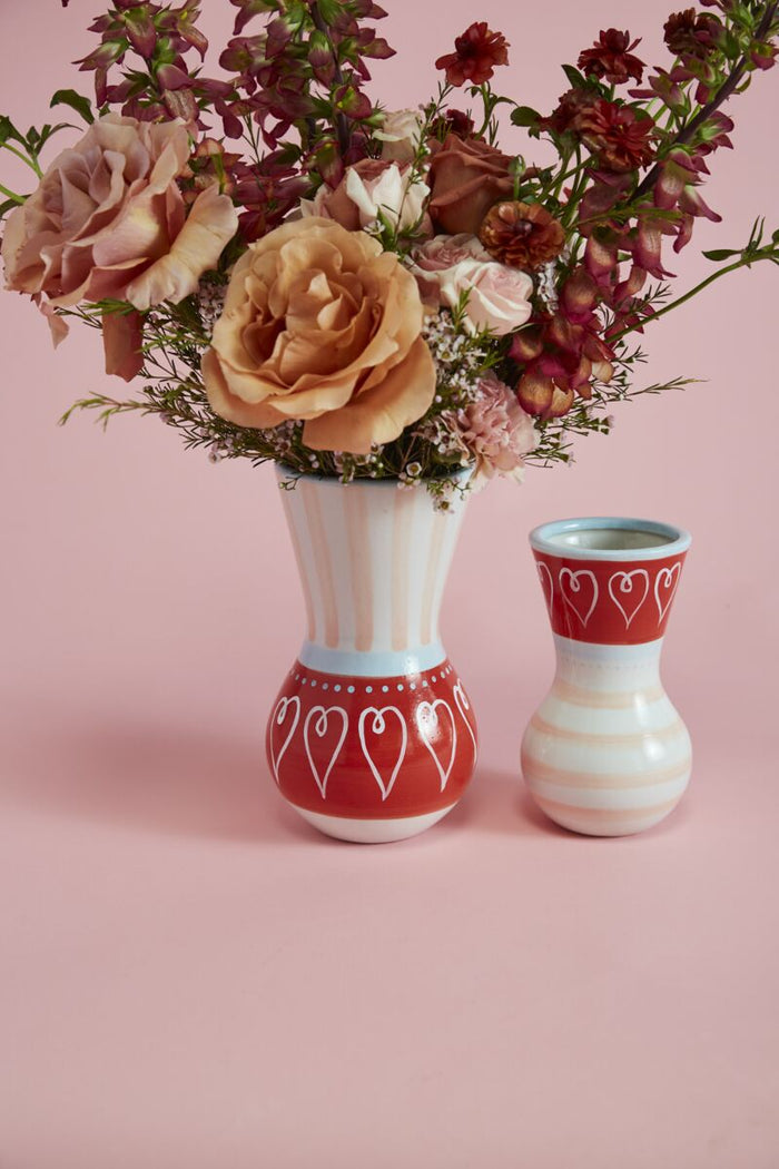 Design Shop Red Cutesy Heart Vase, 4.25" X 8", Set of 2.