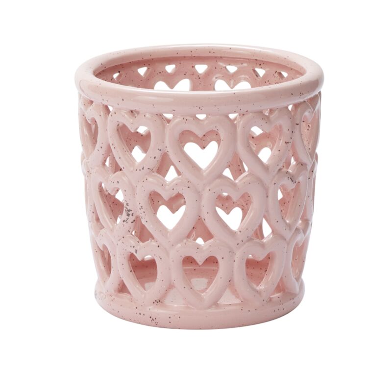 Design Shop Pink Cherished Hearts Orchid Pot, 7" X 7", Set of 2.