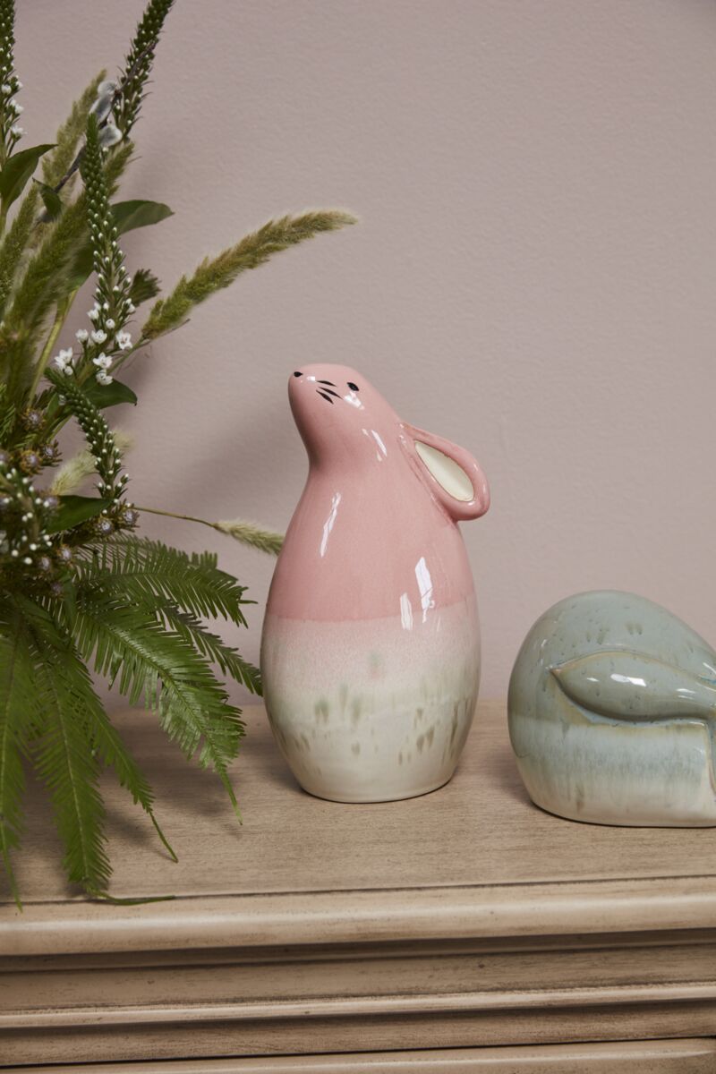 Design Shop Pink Dewdrop Bunny Figurine, 5" X 10", Set of 3.