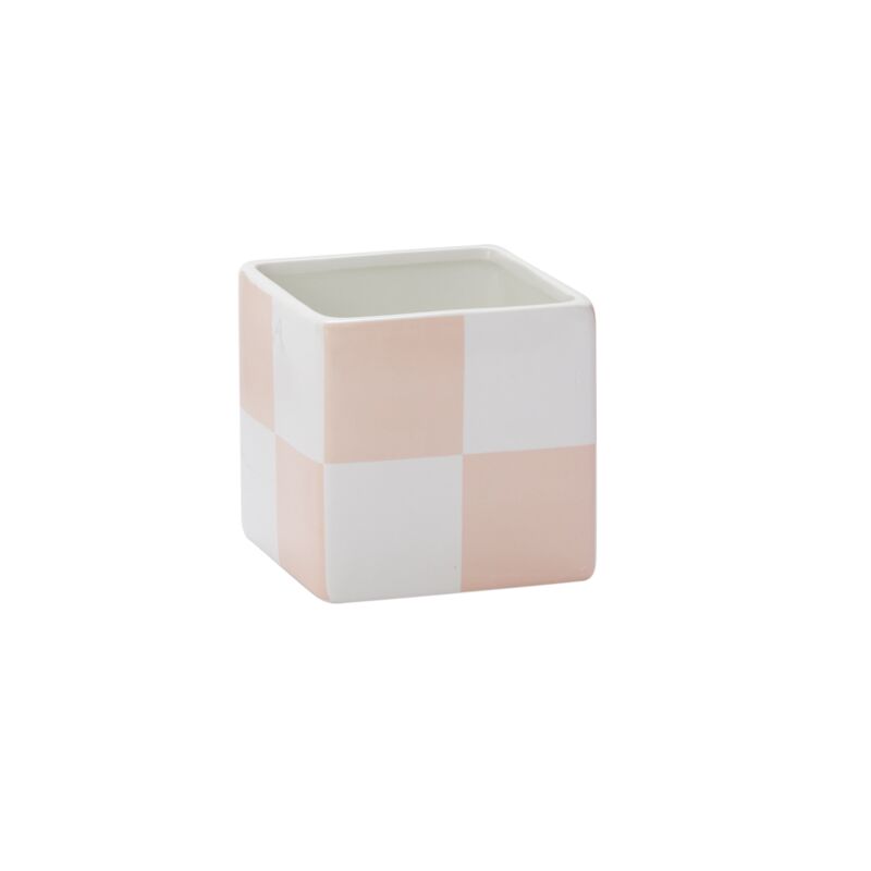 Design Shop Pink Blushed Urban Square Checkered, 4.75" X 4.75", Set of 6.