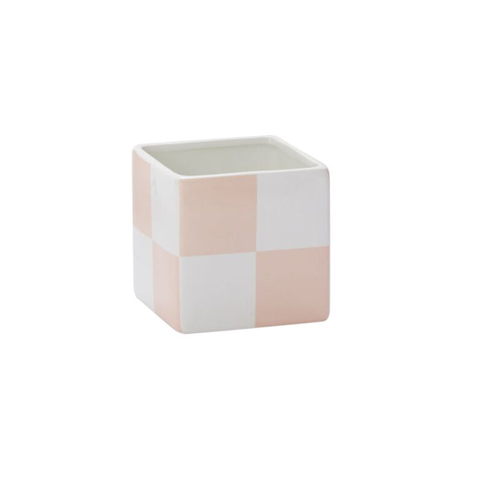 Design Shop Pink Blushed Urban Square Checkered, 4.75" X 4.75", Set of 6.