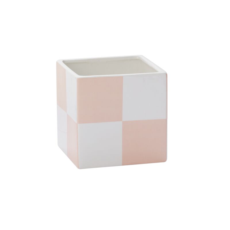 Design Shop Pink Blushed Urban Square Checkered, 6.25" X 6.25", Set of 4.